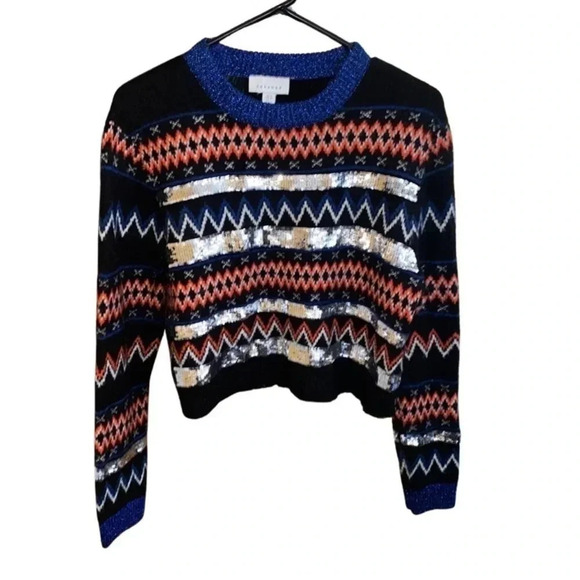 Topshop Multi Texture Metallic Sweatshirt Size 6 - Picture 2 of 5